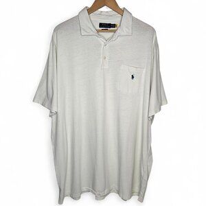 Ralph Lauren Lightweight Polo Men's White Knit One Pocket Embroidered Pony XXL